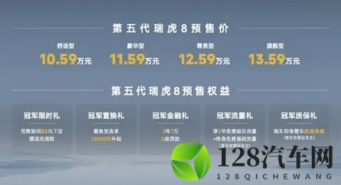 奇瑞第五代瑞虎8开启预售 预售1059-1359万元-2